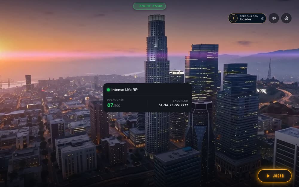Interface do launcher Intense Life para Windows